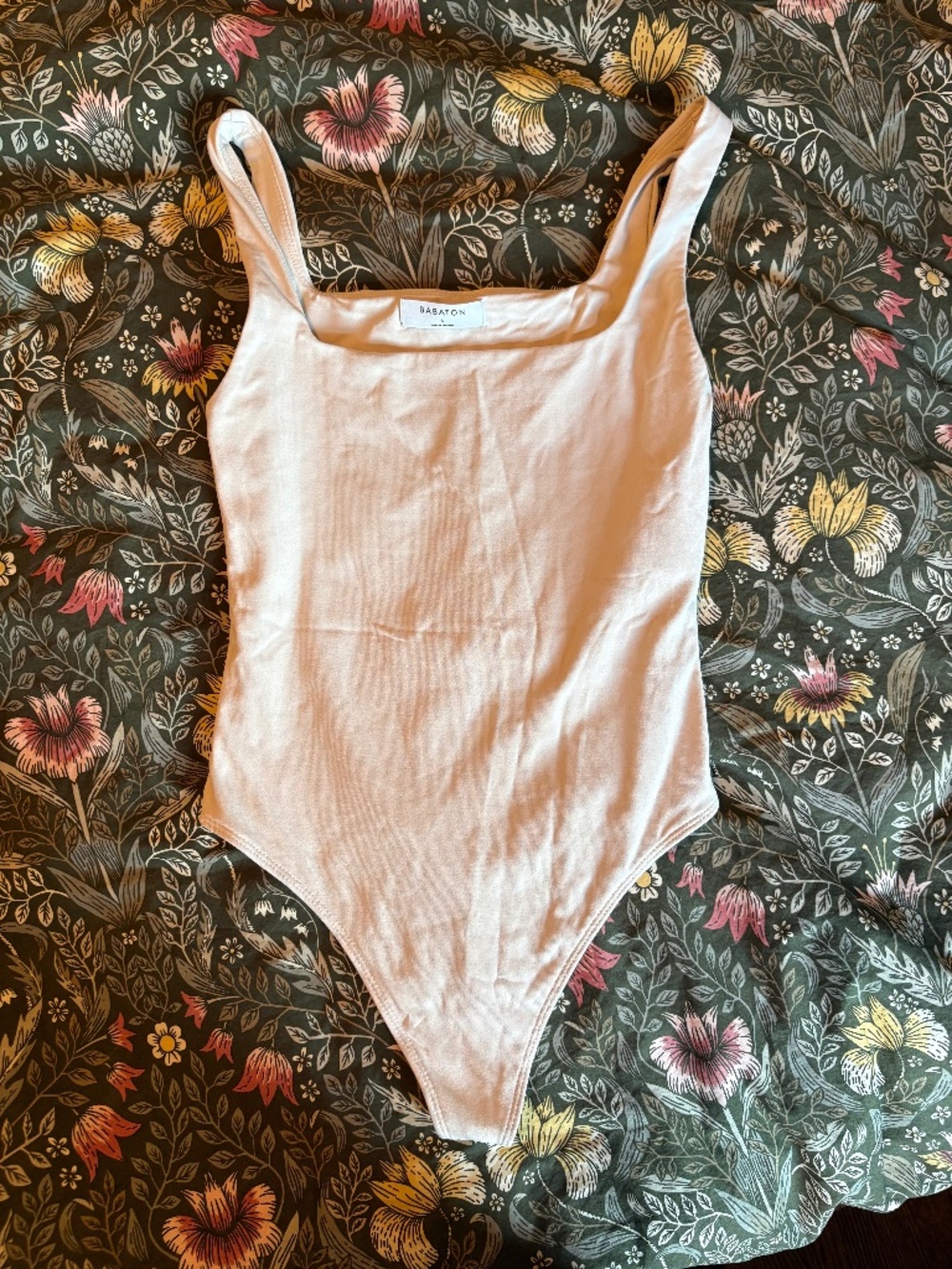 Babaton Beige Contour Tank Bodysuit - small